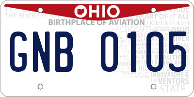 OH license plate GNB0105