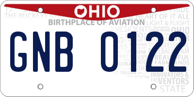 OH license plate GNB0122