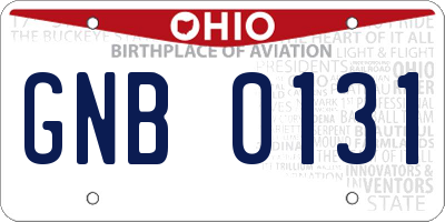 OH license plate GNB0131