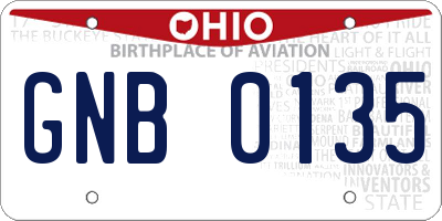 OH license plate GNB0135