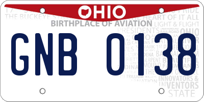 OH license plate GNB0138