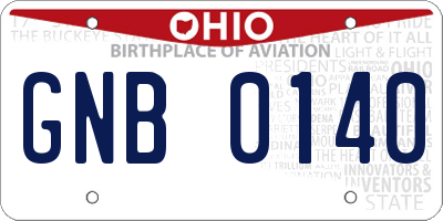 OH license plate GNB0140