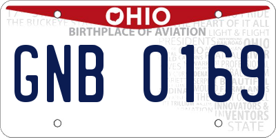 OH license plate GNB0169