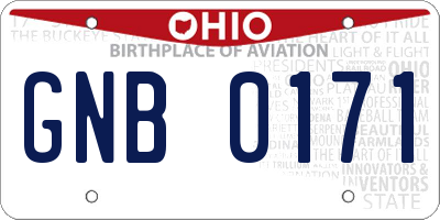 OH license plate GNB0171