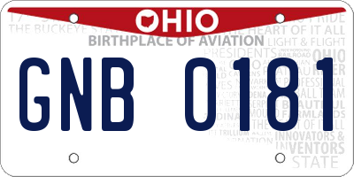 OH license plate GNB0181