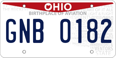 OH license plate GNB0182