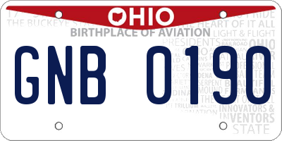 OH license plate GNB0190