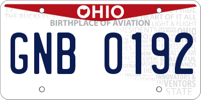 OH license plate GNB0192