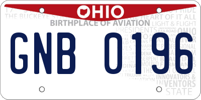 OH license plate GNB0196