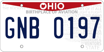 OH license plate GNB0197