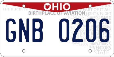 OH license plate GNB0206