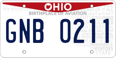 OH license plate GNB0211