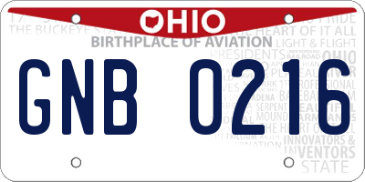 OH license plate GNB0216