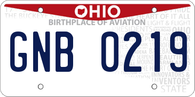 OH license plate GNB0219