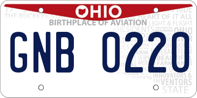 OH license plate GNB0220