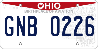 OH license plate GNB0226