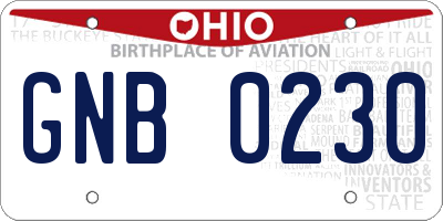 OH license plate GNB0230
