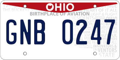 OH license plate GNB0247