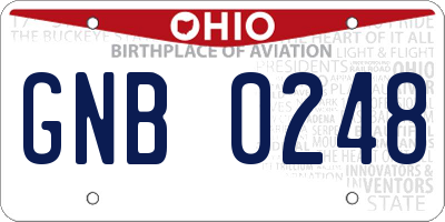 OH license plate GNB0248