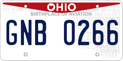 OH license plate GNB0266