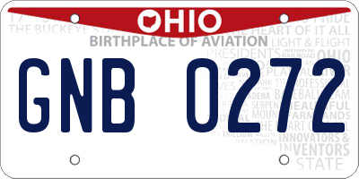OH license plate GNB0272