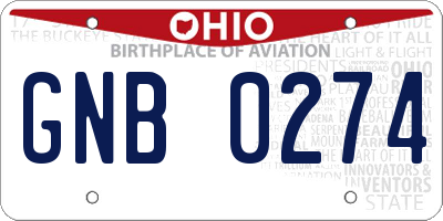 OH license plate GNB0274