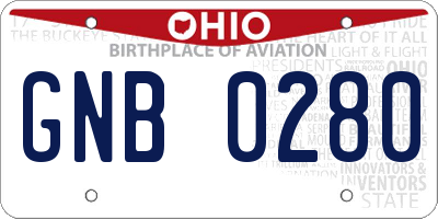 OH license plate GNB0280