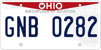 OH license plate GNB0282