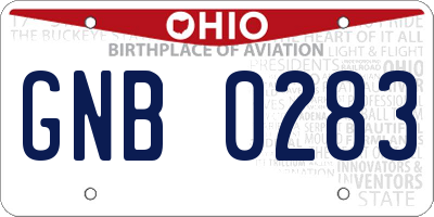 OH license plate GNB0283