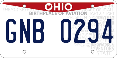OH license plate GNB0294