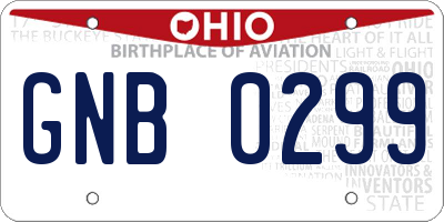 OH license plate GNB0299