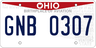 OH license plate GNB0307