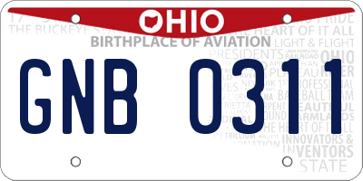 OH license plate GNB0311