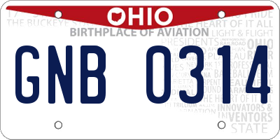 OH license plate GNB0314