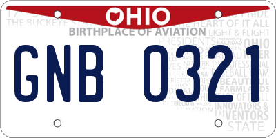 OH license plate GNB0321