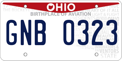 OH license plate GNB0323