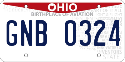 OH license plate GNB0324