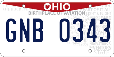 OH license plate GNB0343
