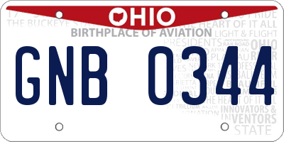 OH license plate GNB0344