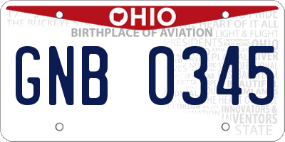 OH license plate GNB0345
