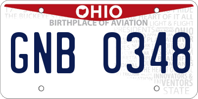 OH license plate GNB0348