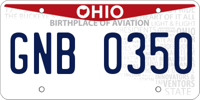OH license plate GNB0350