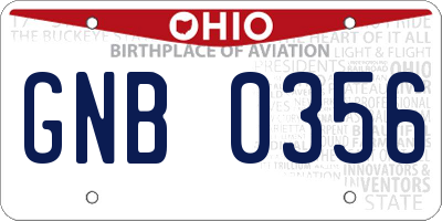 OH license plate GNB0356