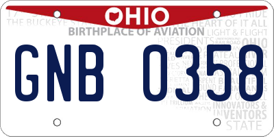 OH license plate GNB0358