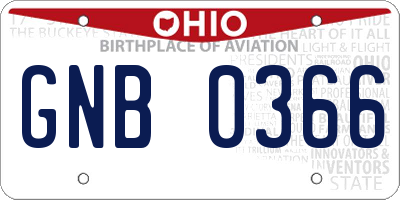 OH license plate GNB0366