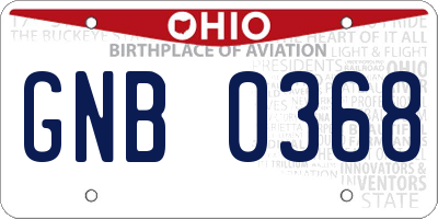 OH license plate GNB0368