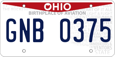 OH license plate GNB0375