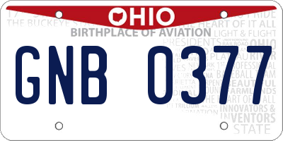 OH license plate GNB0377