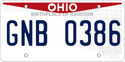 OH license plate GNB0386