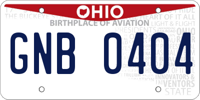 OH license plate GNB0404